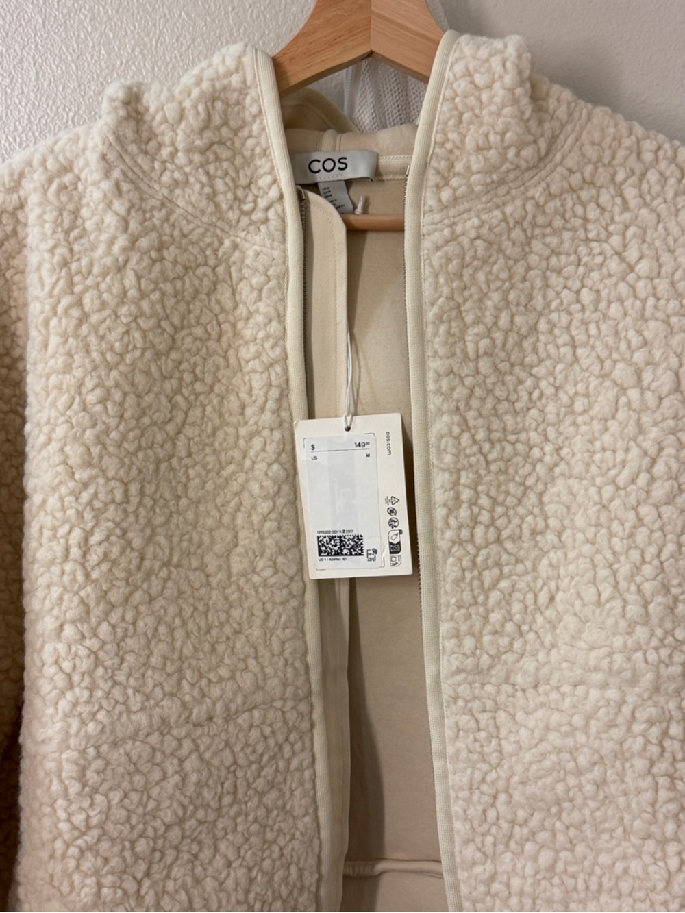 COS Cream Hooded Teddy Jacket - Picture 3 of 4